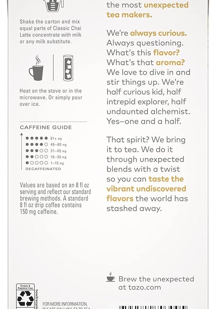 Tazo Classic Chai Latte Concentrate, 32 oz - Makes 5 Servings - Image 4